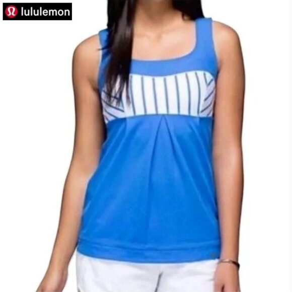 LULULEMON ATHLETICA Elevate Tank Top – Blue/White Stripes – Size 2 / XS – NWT - Picture 1 of 12